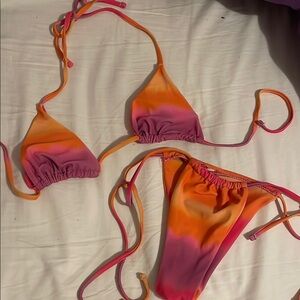 Vibrant Pink and Orange Bikini Set